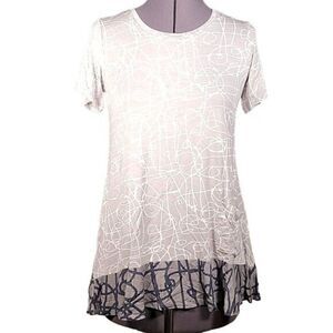 NWOT LOGO by Lori Goldstein Printed Knit Top with Contrast Hem Sz XXS